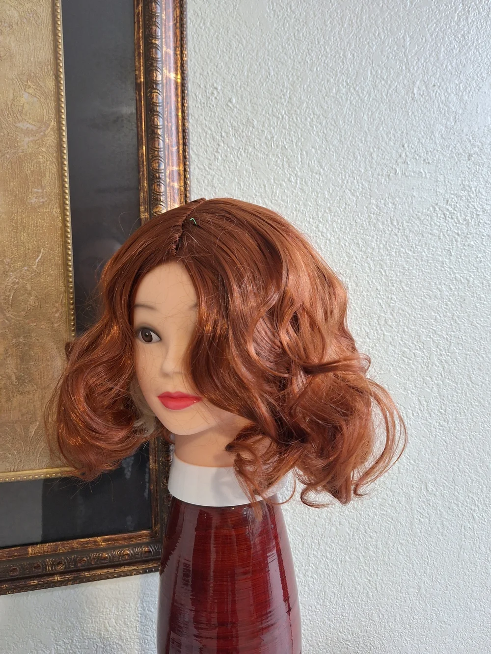 Red Copper Wavy Bob Synthetic Hair Wig - Women Hair